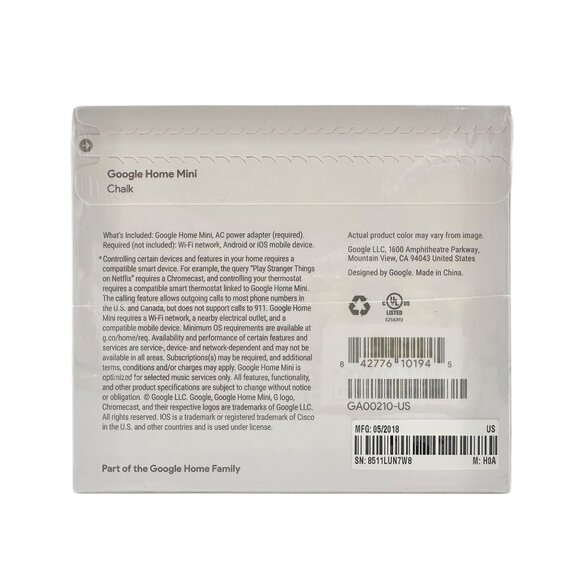 Google Home Mini Smart Speaker With Google Assistant Built-In Chalk NIB Sealed - Picture 5 of 5